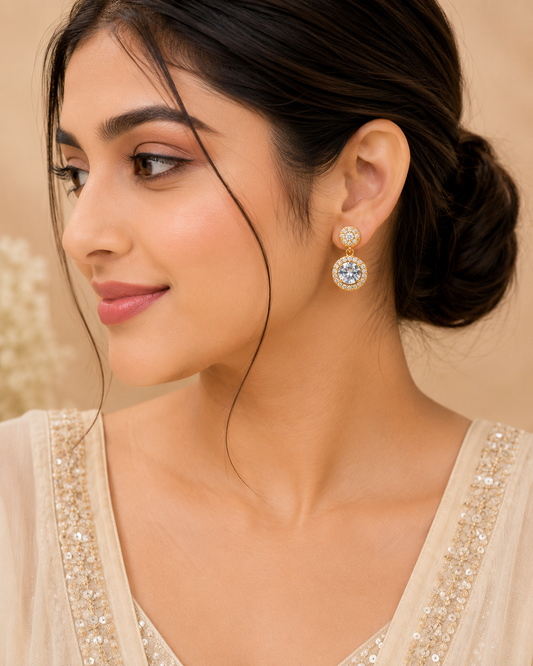 ORAKI Celestia Crystal Halo Drop Earrings