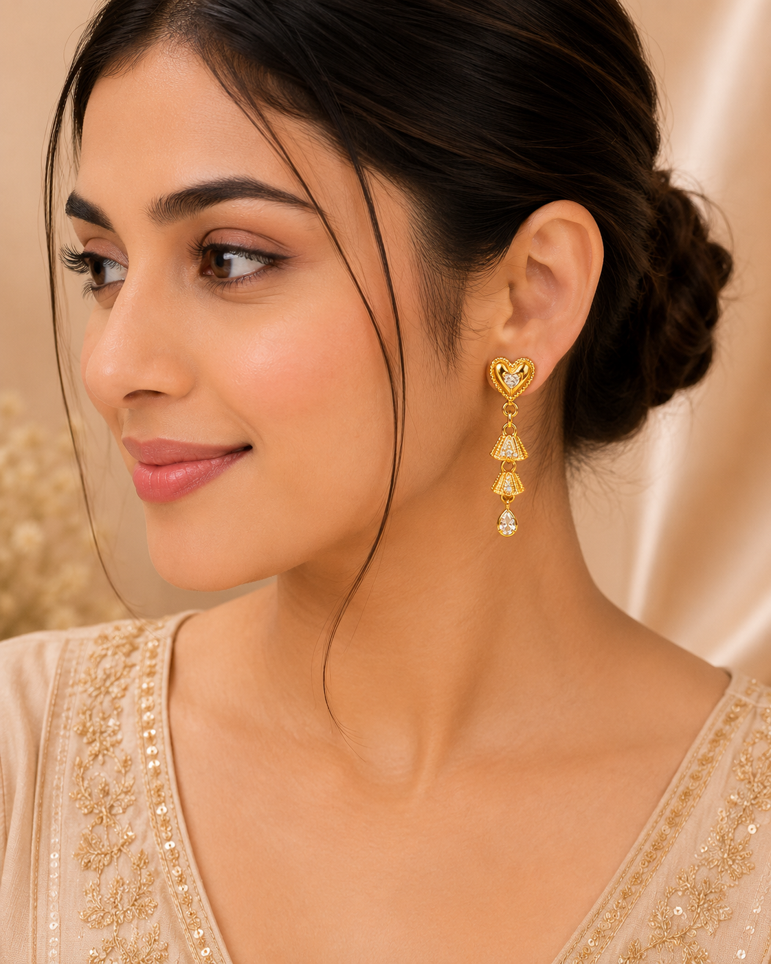 ORAKI Amora Heart Bell Drop Earrings