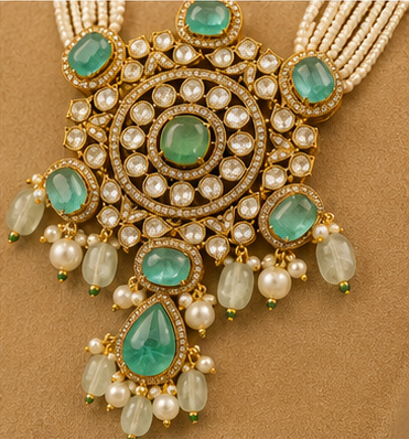 ORAKI Noor-e-Zamrud Pearl Necklace Set with Earrings