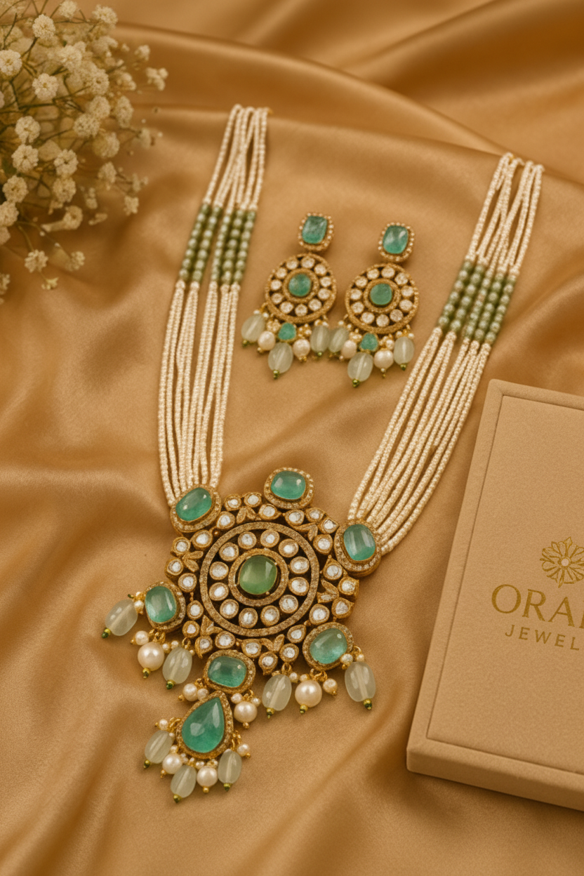 ORAKI Noor-e-Zamrud Pearl Necklace Set with Earrings