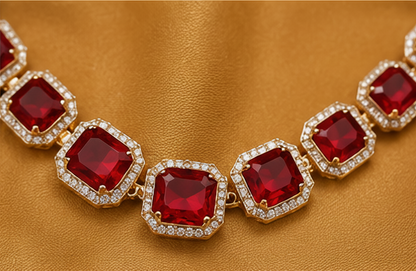 ORAKI Ruby Royale Luxury Gift Set – Necklace, Earrings & Watch