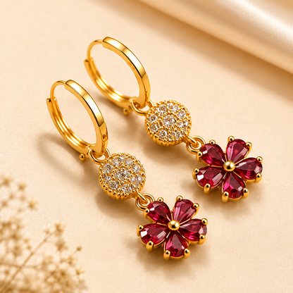 ORAKI Ruby Bloom Hoops Earring