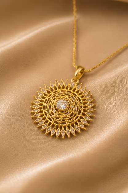 ORAKI Radiant Sun Pendant Set With Earrings