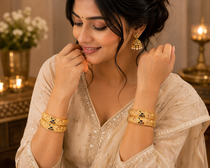 ORAKI Rajwada Meenakari Gold-Plated Bangles Set of 2