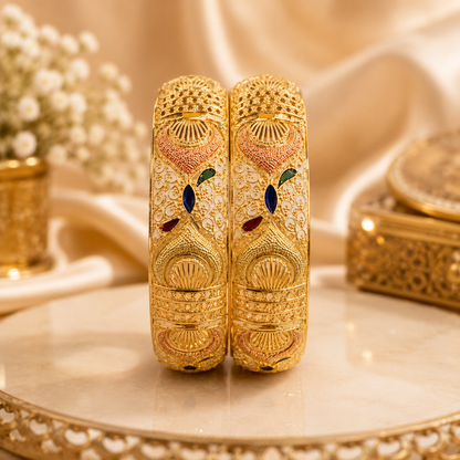 ORAKI Rajwada Meenakari Gold-Plated Bangles Set of 2