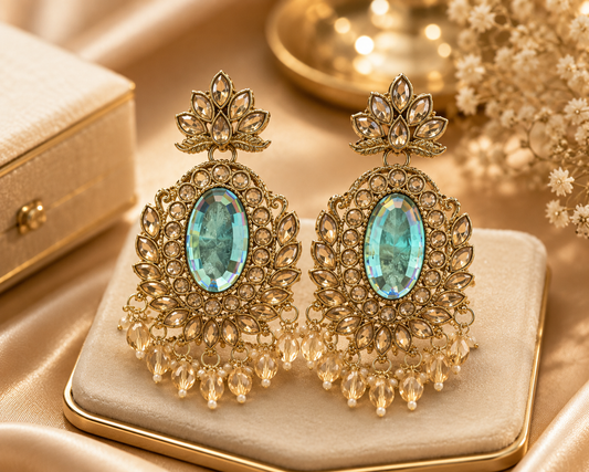 ORAKI Zaira Aqua Kundan Earrings