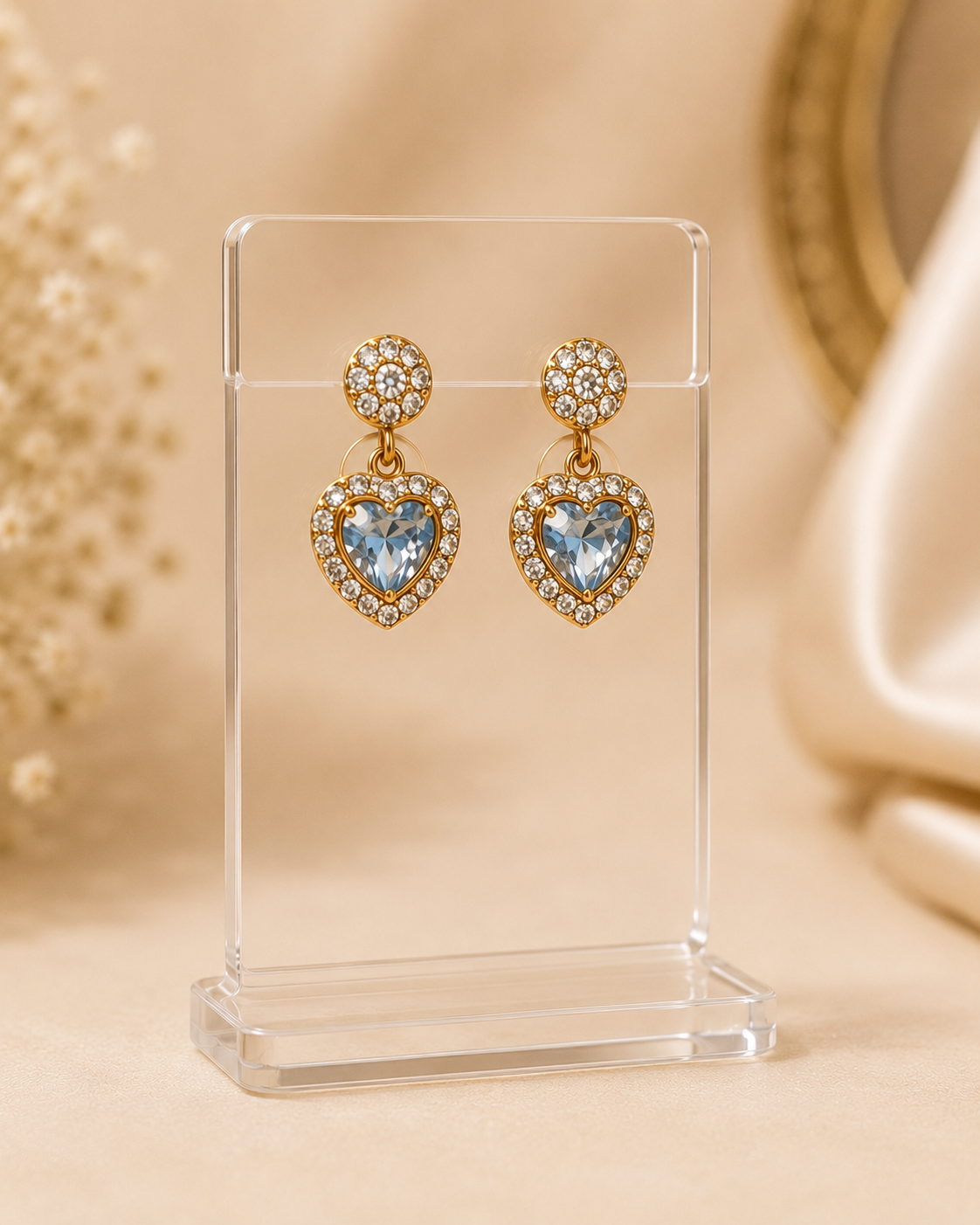 ORAKI Celeste Crystal Heart Drop Earrings