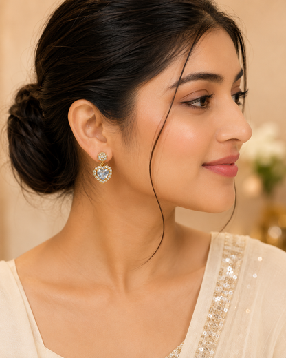 ORAKI Celeste Crystal Heart Drop Earrings