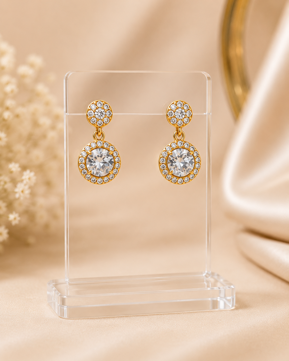ORAKI Celestia Crystal Halo Drop Earrings