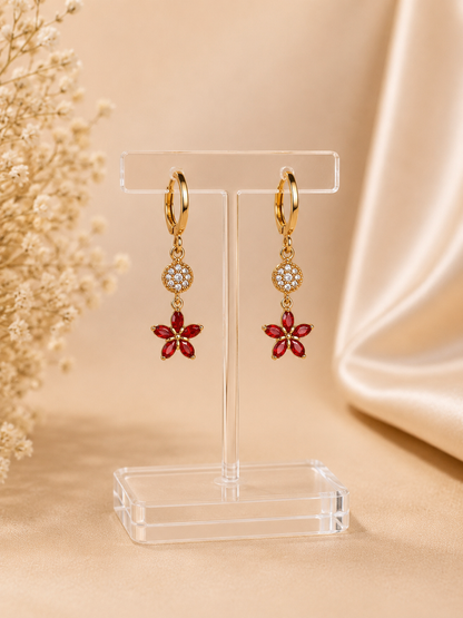 ORAKI Ruby Bloom Hoops Earring