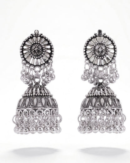 ORAKI Oxidised Silver Jhumka