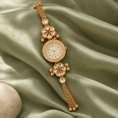 Lotus Filigree Mesh Bracelet Watch by Oraki Jewels, styled studio view