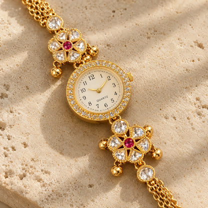 Lotus Filigree Mesh Bracelet Watch by Oraki Jewels, detail close-up